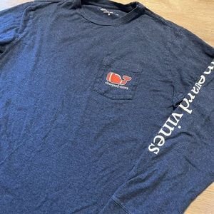 Vineyard Vines Football Navy Blue Mens Long Sleeve Tee Medium